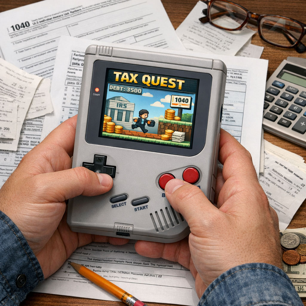 tax professional playing a video game
